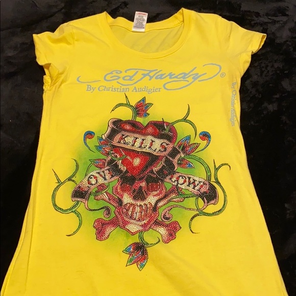 Ed Hardy Tops - Ed hardy yellow t-shirt
